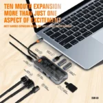 هاب ۱۰ پورت USB-C آیزن 10in1 EUH-01 – مشکی - تصویر 3