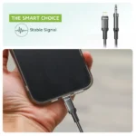 کابل Green Lion Lightning به AUX با روکش بافتی – ۱ متر مشکی - تصویر 2