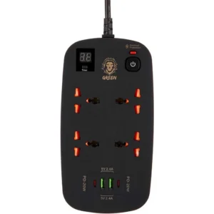 پریز هوشمند گرین لاین ۴ پریز AC با ۲ USB و ۲ USB-C PD 40W — کابل ۳ متر